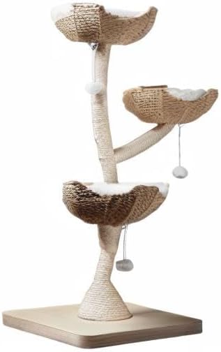 Habitat Haven The Sanctuary Cat Tree - Luxury Cat Condo, Large Modern Indoor Tower with 3 Faux Fur Beds, Scratching Posts, and Toys for Cats, 23-Inch Width x 23-Inch Depth x 52-Inch Height
