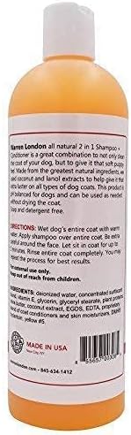 Warren London 2 in1 Pet Shampoo and Conditioner for Dogs, Puppys, & Cats | Best Dog Shampoo and Conditioner for Dry Itchy Skin | Dandruff Shampoo for Cats & Dogs | Made in USA | 17oz