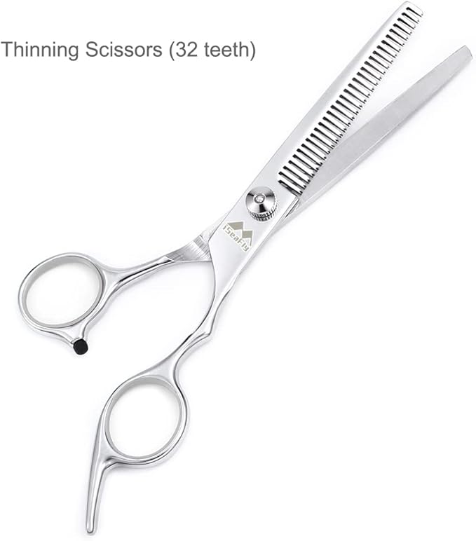 Dog Grooming Scissors Kit with Round Tip, 6 in 1 Cat Dog Scissors, Stainless Steel Pet Grooming Shears, Straight, Curved, Thinning Shears, Comb for Full Body, Face, Nose, Ear & Paw