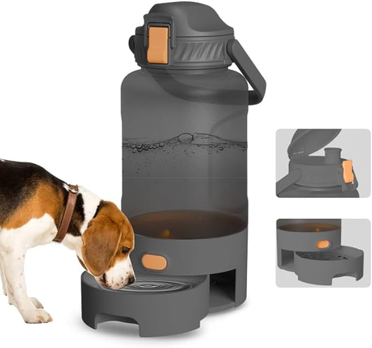Dog Water Bottle Portable, 52oz Dog Travel Water Bottle, Dogs Water Dispenser for Camping Outdoor Walking Hiking (Gray)