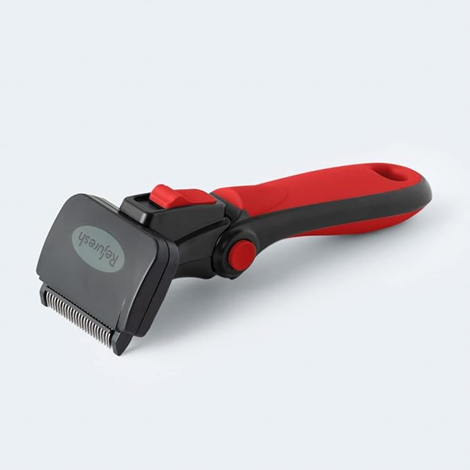Deshedding Dog Brush for Short/Medium Hair (Small,Red) – Gentle Deshedding tool for Dogs & Cats – Reduces shedding, without damaging topcoat. Removes Loose Fur & Dead Undercoat.