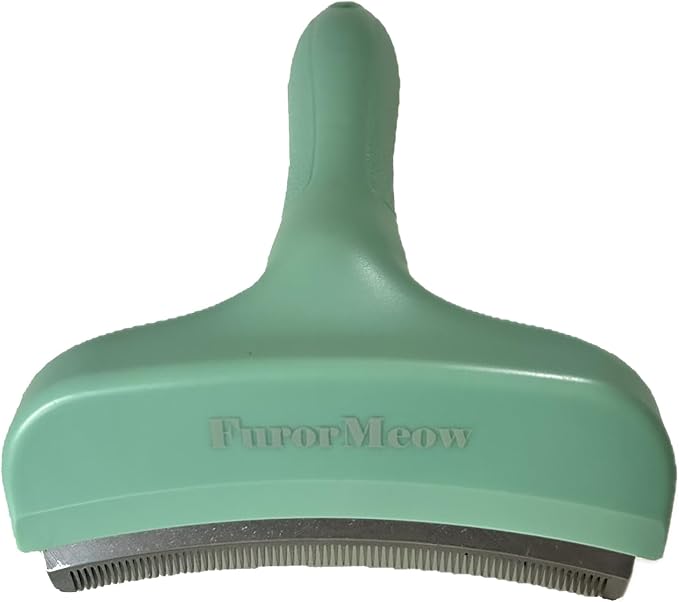 Pet Deshedding Tool with Curve Blade, Cat Grooming Brush, Tight V-shaped Teeth Shedding Comb for Cats and Dogs (Green, Large)