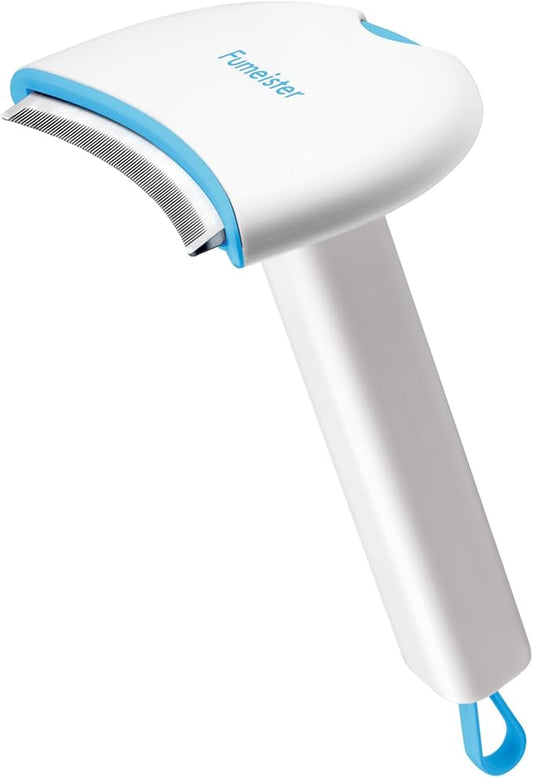 Pet Undercoat Deshedding Tool for Dogs - Wide Curved Undercoat Brush for Effortless Pet Deshedding, Loose Hair Remover for Dogs & Cats (White) (Blue)