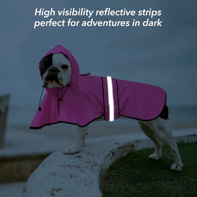 Waterproof Dog Raincoats - Hooded Raincoats for Dogs, Adjustable Reflective Dog Rain Coat, Windproof Dog Rain Jacket Pet Rain Slicker Poncho for Small, Medium, Large Dogs (Medium, Pink)