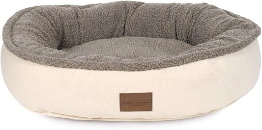 CAROLINA PET COMPANY Microfiber & Tipped Berber Comfy Cup Dog Bed - Tan, S