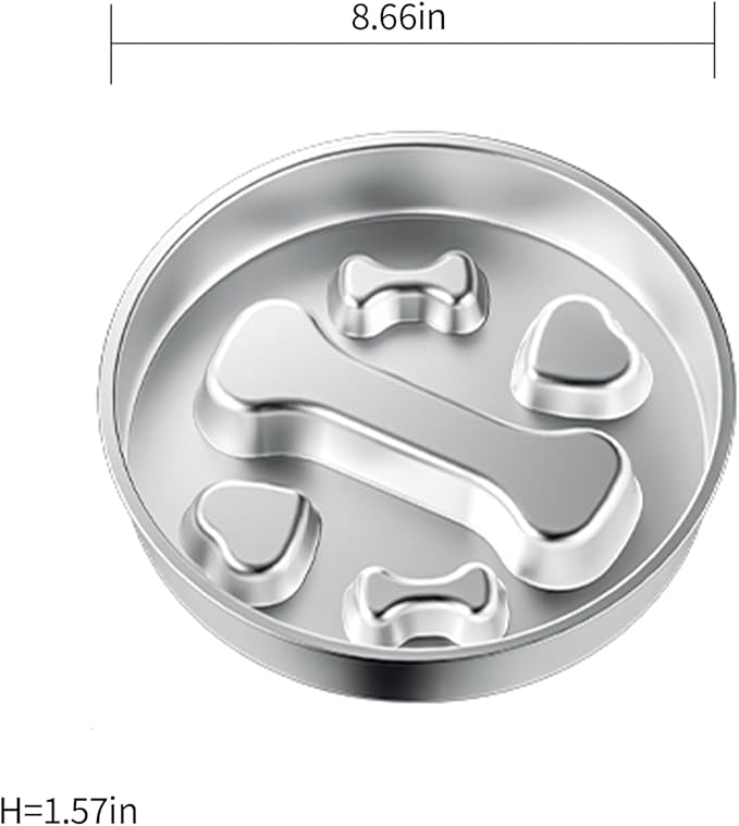 PAKEWAY Slow Feeder Dog Bowls, 304 Stainless Steel Pet Slow Food Bowl, Dog & Cat Food Bowl - Anti-Choking and Vomiting, Easy to Clean, Large Capacity, Non-Slip Base