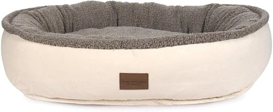 CAROLINA PET COMPANY Microfiber & Tipped Berber Comfy Cup Dog Bed - Tan, M