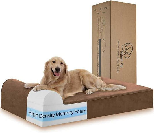 Orthopedic Dog Beds for Large Dogs, 7" Memory Foam Dog Beds with Waterproof Liner, Chew Proof Microsuede Cover, Removable and Washable, Nonskid Bottom, 60"x48"x7" XXL Chocolate