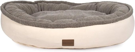 CAROLINA PET COMPANY Microfiber & Tipped Berber Comfy Cup Dog Bed - Tan, L