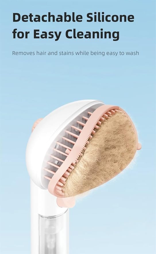 Cat/Dog Bath Brush,Shampoo Washing Brush with Adjustable Bristle for Pets with All Hair Lengths,Push-Button Silicone Pet Grooming Brush,Shedding Comb