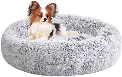 SAVFOX Plush Calming Dog Beds, Donut Dog Bed for Small Dogs, Medium, Large & X-Large, Comfy Cuddler Dog Bed and Cat Bed in Faux Fur, Washable Dog Bed, Multiple Sizes XS-XXL
