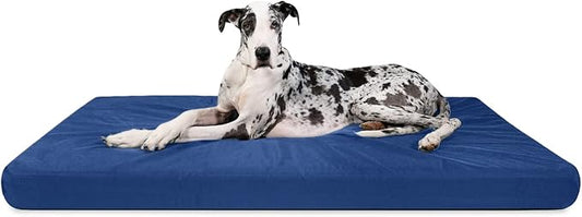 K9 Ballistics Tough Ripstop Orthopedic Rectangle Dog Bed Removable Washable Cover, Solid Orthopedic Foam for Size XXL Giant Big Dogs 68"x40", Blue Quartz