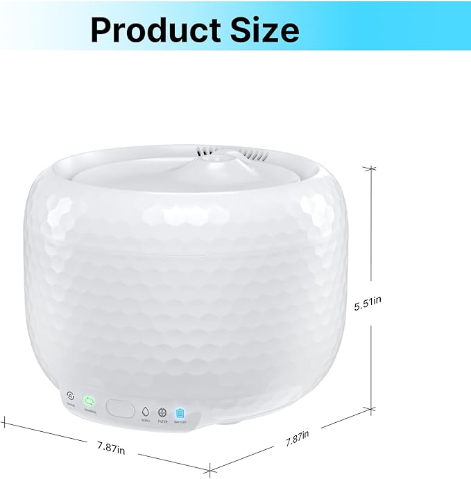 Small Cat Water Fountain with Ultra Quiet Pump, 1.8L/61oz Cute Cat Water Dispenser, BPA-Free, Detachable Design & Easy Cleaning, Includes 3 Replacement Filters (White, ABS)