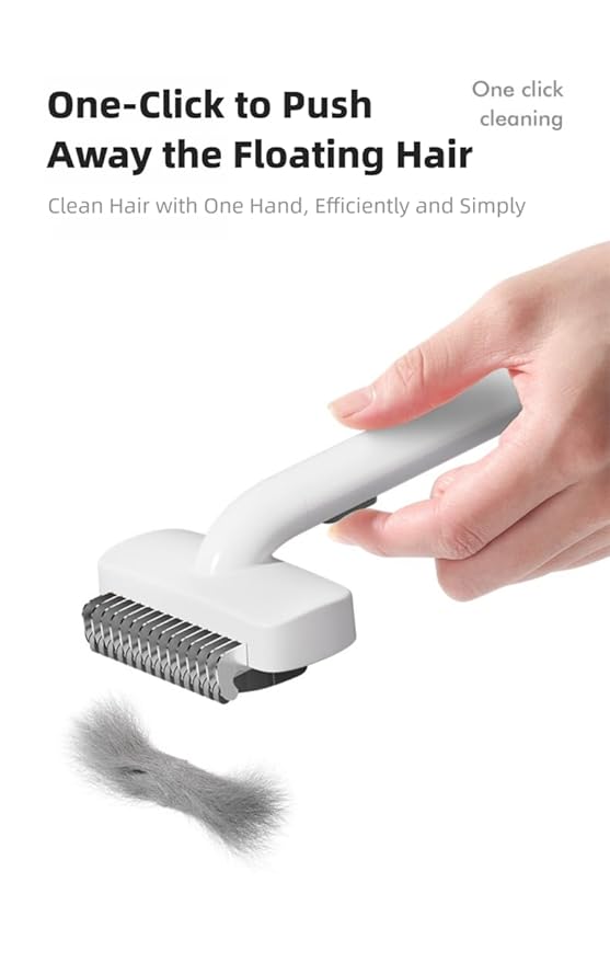 One-Click DeMatting Pet Comb for Small Dogs and Cats,Deshedding Brush, Quick Knot Remover with Stainless Steel Blade, Safe Rounded Edges, Effortless Hair Removal Grooming Tool
