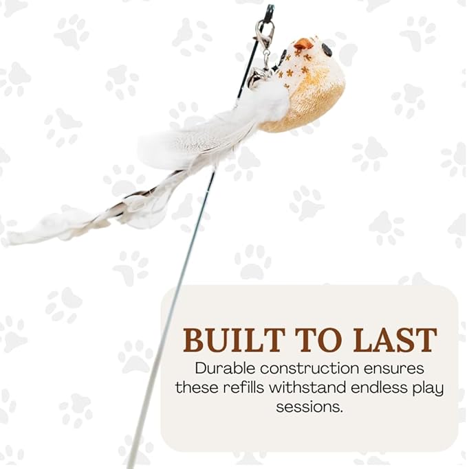 Interactive Bird Simulation Cat Toy Set Interactive Cat Toys for Indoor Cats Cat Feather Toy 5 Replacement Birds Realistic Feathers & Bells