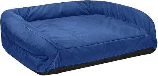 K9 Ballistics Tough Bolster Nesting Pillow Sofa Dog Bed for Toy and X Small Breeds - Durable, Water Resistant with Removable, Washable Cover & Nonskid Bottom 24"x18", Blue Quartz