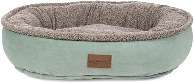 CAROLINA PET COMPANY Microfiber & Tipped Berber Comfy Cup Dog Bed - Sage, S