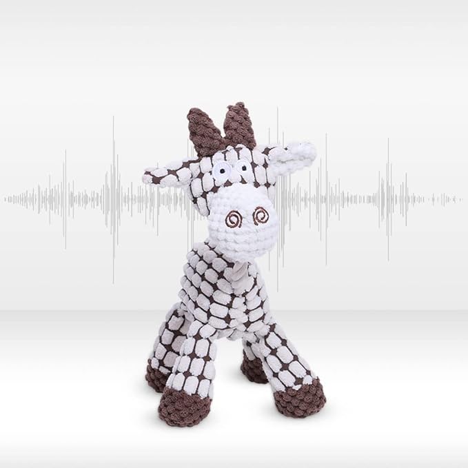 Soputry Plush Squeak Pet Toy, Interactive Stuffed Plush Chew Toy with Squeaky Sound for Small, Medium, Large Dogs - Cow