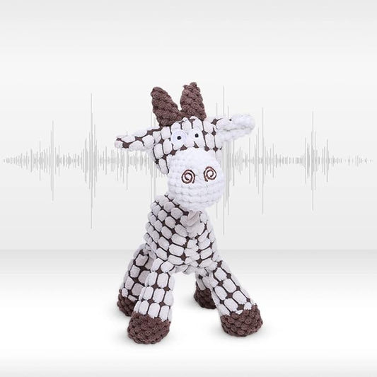 Soputry Plush Squeak Pet Toy, Interactive Stuffed Plush Chew Toy with Squeaky Sound for Small, Medium, Large Dogs - Cow