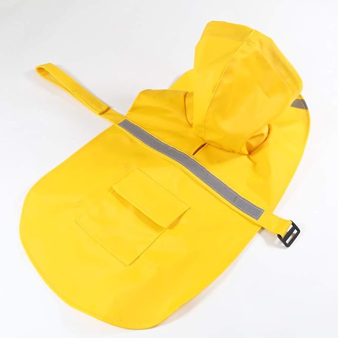 HAPEE Dog Raincoats with Reflective Strip Hoodie,Poncho Jacket for Large Dogs (A1-Yellow, 26B (Back Length 26"))