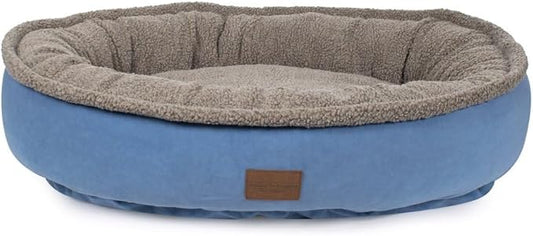 CAROLINA PET COMPANY Microfiber & Tipped Berber Comfy Cup Dog Bed - Blue, M