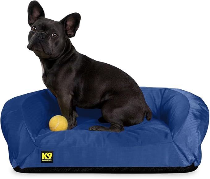 K9 Ballistics Tough Orthopedic Small Bolster Dog Bed - Washable, Durable and Water Resistant Dog Bed - Made for Toy and X-Small Dogs, 24" x 18", Titanium Premium Finish
