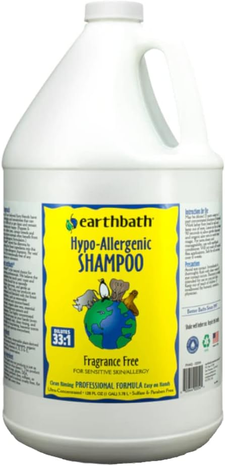 earthbath, Hypoallergenic Dog Shampoo - Fragrance Free Dog Shampoo for Allergies and Itching, Made in USA, Cruelty Free Dog Wash, Gentle Puppy Shampoo, Soothing Cat Shampoo - 128 Oz (1 Pack)