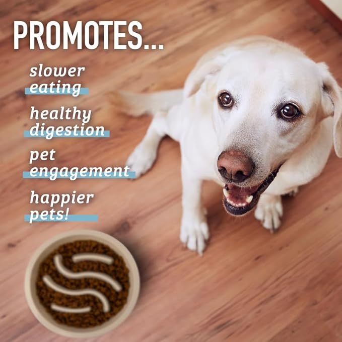 Leash Boss Slow Feeder Dog Bowls - Cup Maze Puzzle Food Bowl with Feeder Holes, Fits into Elevated Pet Feeders - Slow Eating for Large, Medium & Small Sized Breeds
