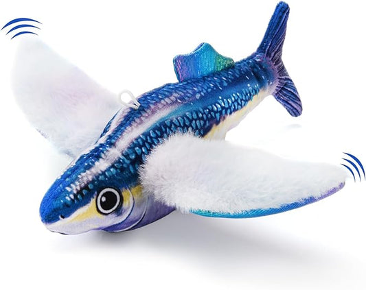 AUSCAT Flappy Fish Cat Toy, Simulated Chirping Floppy Fish Cat Toy Flapping Wings, Rechargeable,Interactive Catnip Toys for Indoor Cats (No Flying)