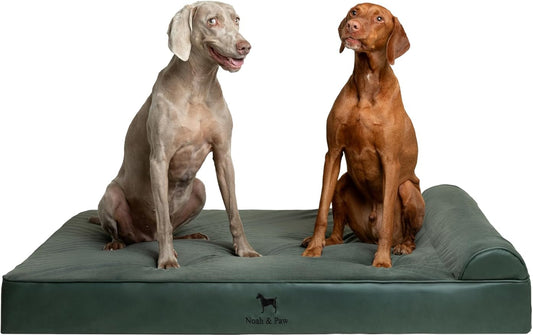NOAH & PAW Giant Dog Bed XXL 55x45x9.5 Inch, Orthopedic Dog Beds, Eggshell Memory Foam Infused with Cooling Gel, Waterproof, Machine Washable, Includes Inner Cover (Faux Leather)