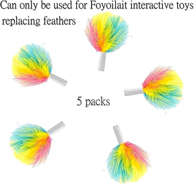 5-Piece Cat Toy Retractable Feather Accessories - Replaceable Interactive Teaser Accessories for Cats and Kittens - Durable Feathers for Hunting Games