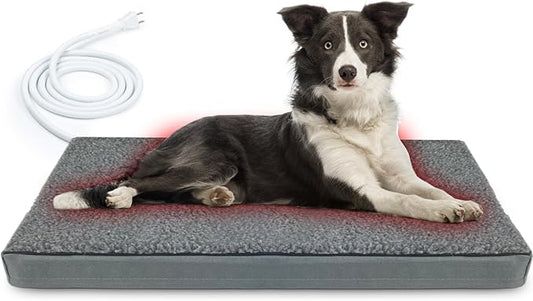 Heated Pet Beds for Indoor/Outdoor Cat & Dog Orthopedic Foam Warming Cat Beds Auto Temperature Control, Washable Cover with Waterproof Liner Thermo Kitty Electric Heating Bed