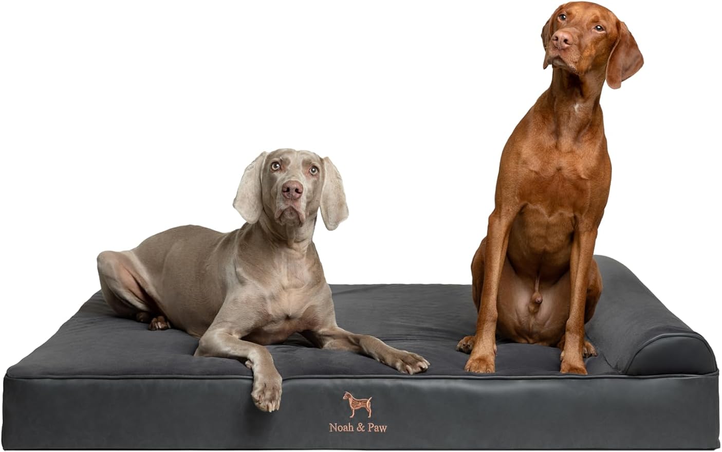 NOAH & PAW Giant Dog Bed XXL 55x45x9.5 Inch, Orthopedic Dog Beds, Eggshell Memory Foam Infused with Cooling Gel, Waterproof, Machine Washable, Includes Inner Cover (Faux Leather)