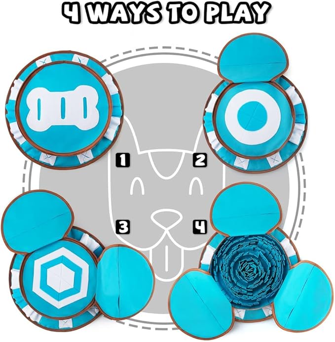 AWOOF Pet Snuffle Mat for Dogs, Interactive Feed Game for Boredom, Encourages Natural Foraging Skills for Cats Dogs Bowl Travel Use, Dog Treat Dispenser Indoor Outdoor Stress Relief (Blue)