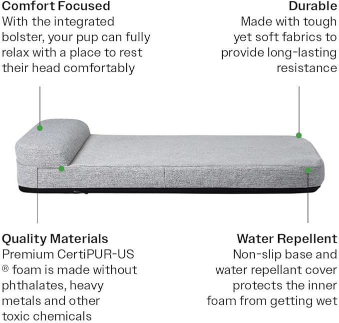 Diggs Bolstr Orthopedic Dog Bed with Headrest - Dog Crate Bed for Evolv Crate & Other Standard Pet Kennels - Durable & Comfortable - (X-Large)
