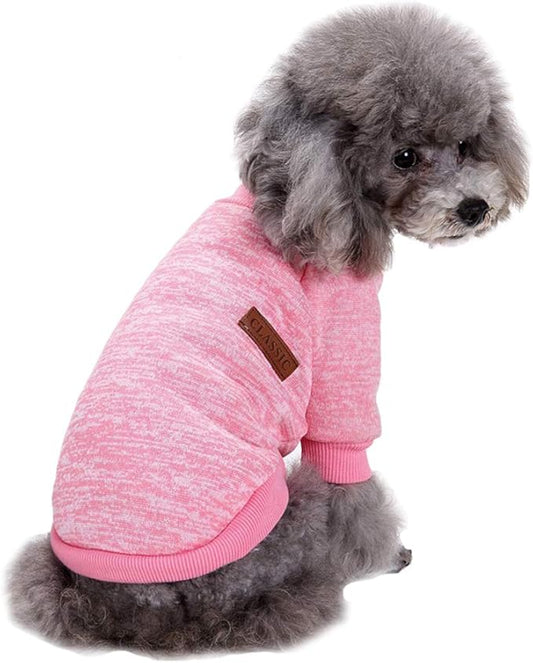 Jecikelon Dog Clothes Dogs Sweater Soft Puppies Clothing Winter Puppy Sweaters Warm Outfit for Dogs Small XXS XS Cat Apparel (Pink, L)