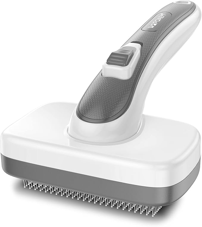 Dogs Cats Self Cleaning Slicker Brush for Shedding & Grooming Any Breed of Pets, Remove Loose Undercoat Knots Mats Tangled Hair for Small Medium Large Animal With Long Short Fur Length-Grey