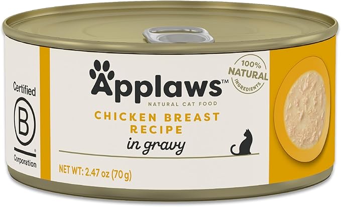 Applaws Natural Wet Cat Food, Made with Limited and Natural Ingredients, High Protein with No Artificial Additives or Fillers, Chicken Breast in Gravy (24 x 2.47oz Cans)