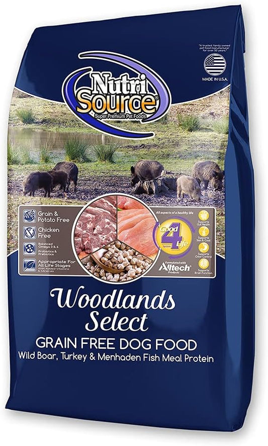 Nutri Source Woodlands Select Grain Free Dog Food - Boar & Turkey - 30 Lb