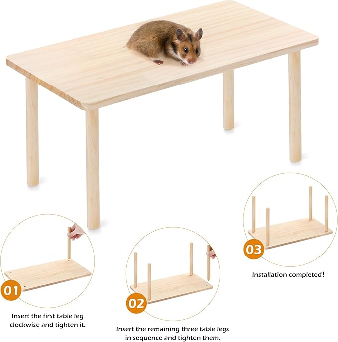 Uihwhsow Hamster Platform - Natural Wooden Hamster Platform Toy, Hamster cage Accessories, Safe Design, Easy to Assemble, Suitable for Hamster House and Habitat Decoration