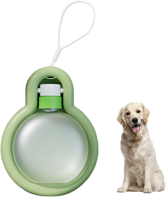 Portable Dog Water Bottle Dispenser, 17oz Dog Outdoor Water Bottle Bowl Foldable Pet Travel Eating Drinking Bottle Bowl (Green, 16.9oz)