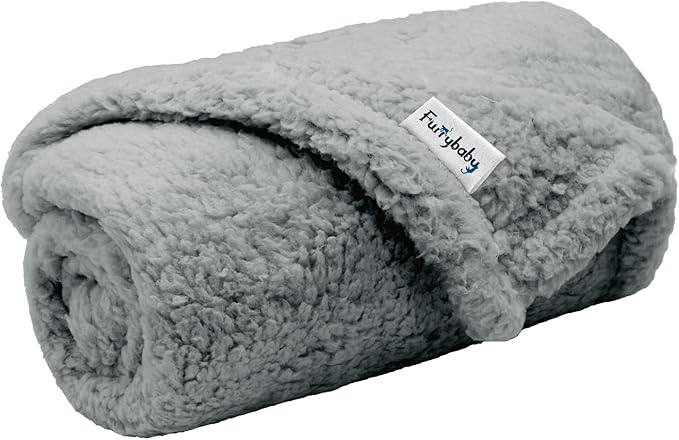furrybaby Dog Blankets for Small Dogs, Puppy Small Fleece Blankets for Pets, Premium Cat Blanket, Sherpa Pet Blanket Washable for Pet Kitten Doggy (Grey, 24x32 in, S)