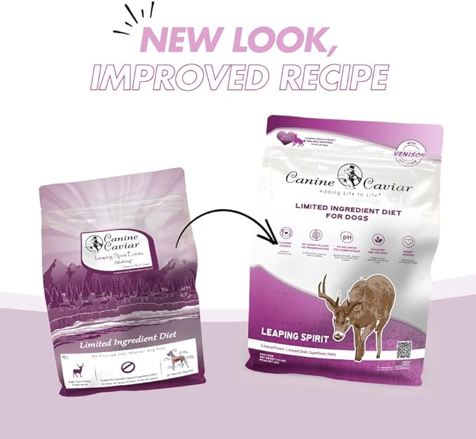 Canine Caviar - Leaping Spirit: Venison & Pearl Millet Alkaline Dry Dog Food, Limited Ingredients, Gluten-Free, Based on Science & Research, Veterinary Alternative Diet (4.4 Pound Bag)
