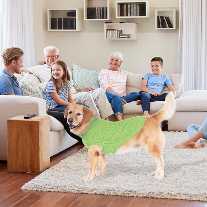 BINGPET Thermal Knitted Dog Sweater for Small Medium Large Dogs,Winter Dog Cat Coat Warm Sweartershirts Outfits,Classic Cable Knit Turtleneck Pullover Dog Jumper Coat Warm Sweartershirts