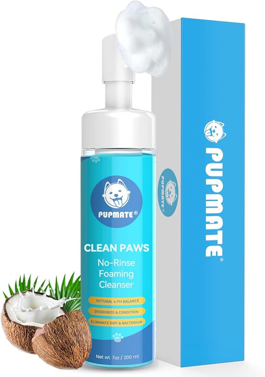 Paw Cleaner for Dogs & Cats,No-Rinse Foaming Dog Paw Cleaner Washer Cleanser,Hypoallergenic & pH-Balanced, 7 fl oz, with Scrubber Brush,Safe for Small, Medium & Large Pet, Puppy Clean Paws