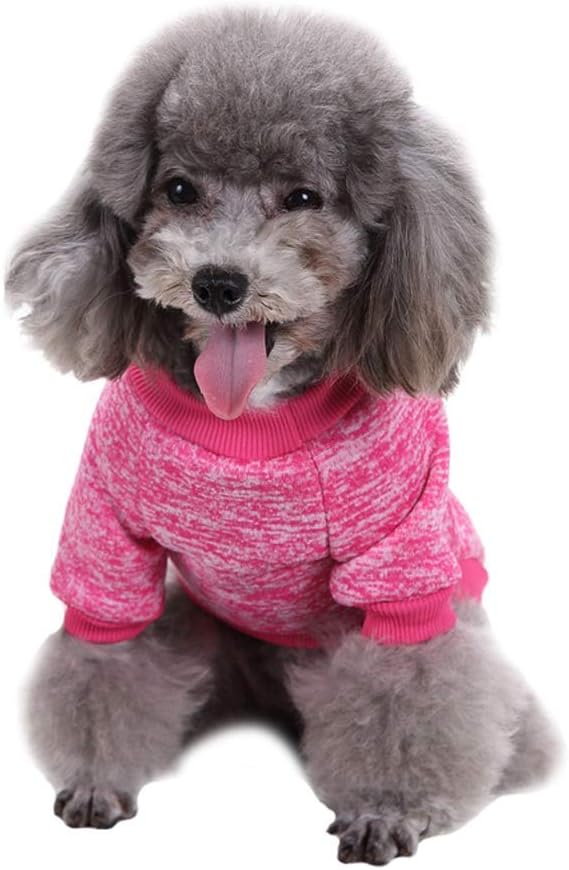 Jecikelon Dog Clothes Dogs Sweater Soft Puppies Clothing Winter Puppy Sweaters Warm Outfit for Dogs Small XXS XS Cat Apparel (Rose red, M)