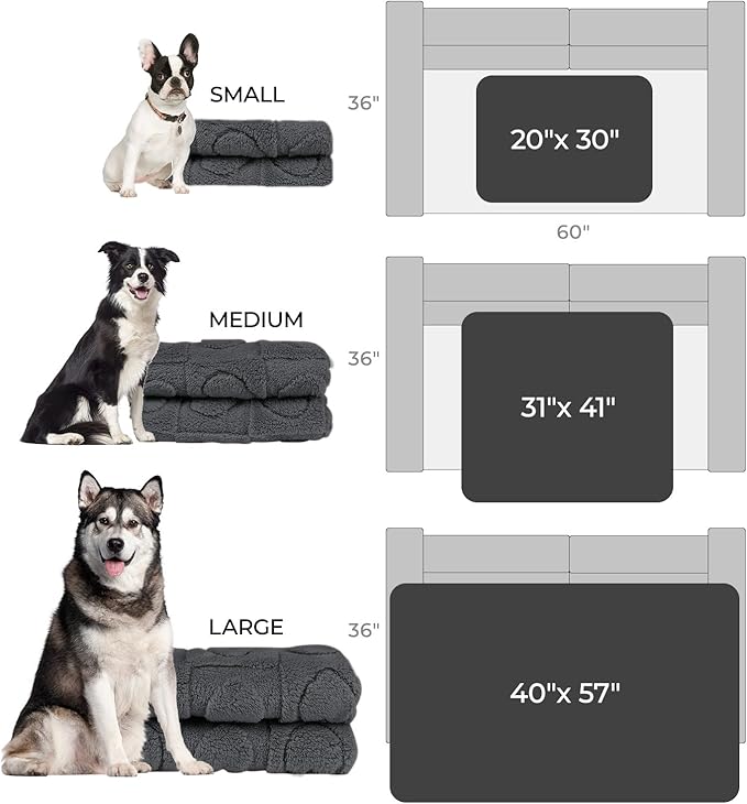 Luciphia Small Dog Blanket Washable Pet Bed Cover Soft Fluffy Puppy Blanket with Premium Fleece 300GSM Cozy Calming Cat Blankets for Indoor Cats Grey 57x40 inch