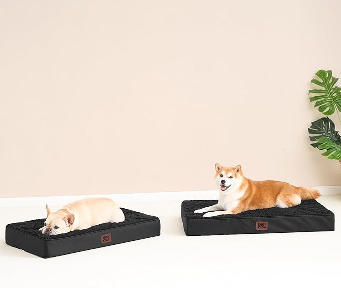 EHEYCIGA Orthopedic Dog Beds for Large Dogs with Removable Washable Cover, Black, 36x27