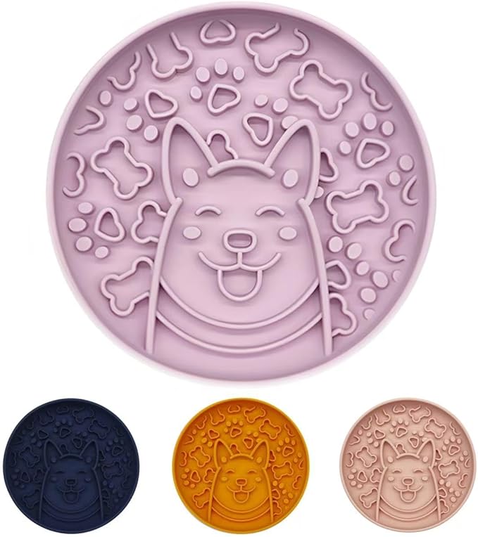 Slow Feeder Bowl Dog, Pet Food Mat with Non-Slip Silicone Base, for Fast Eaters Healty Eating,Easy Clean Dishwasher Safe,for Small Medium Dogs Cats.(Light Purple)