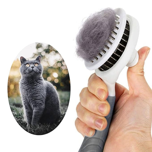 Cat Self Cleaning Slicker Brush, Pets Skin Friendly Grooming Tool for Shedding Massages Dogs Cats Hair Brushes Easy to Remove Loose Undercoat with Long or Short Hairs for Pet All Hair Type-UPGRADED